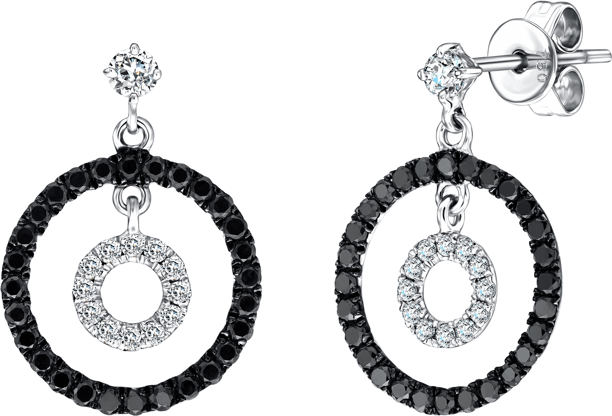Double Hoop Earrings Pave Set In - Earrings (2000x2000), Png Download