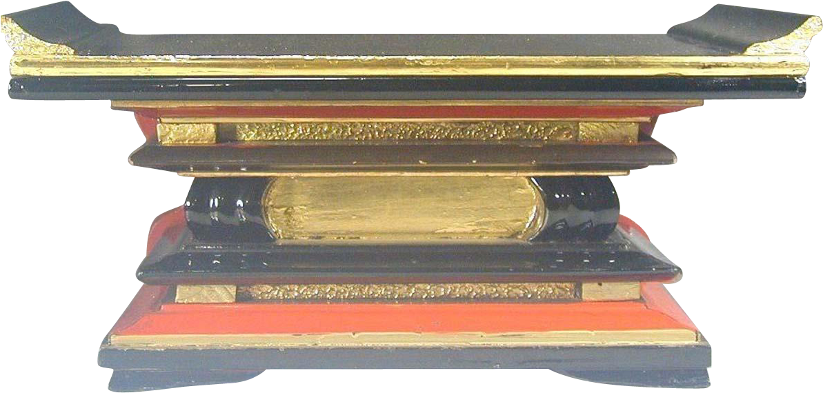 Japanese Vintage Lacquered Wood Temple Kyozukue Or (1192x1192), Png Download