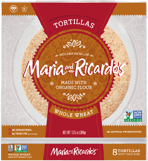 Non Gmo Whole Wheat Tortillas - Maria Ricardo's Whole Wheat Tortilla (571x700), Png Download