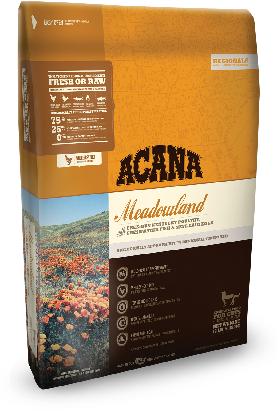 Acana Regionals Meadowland Cat Food Bags - Acana Meadowland Dog Food (900x1450), Png Download
