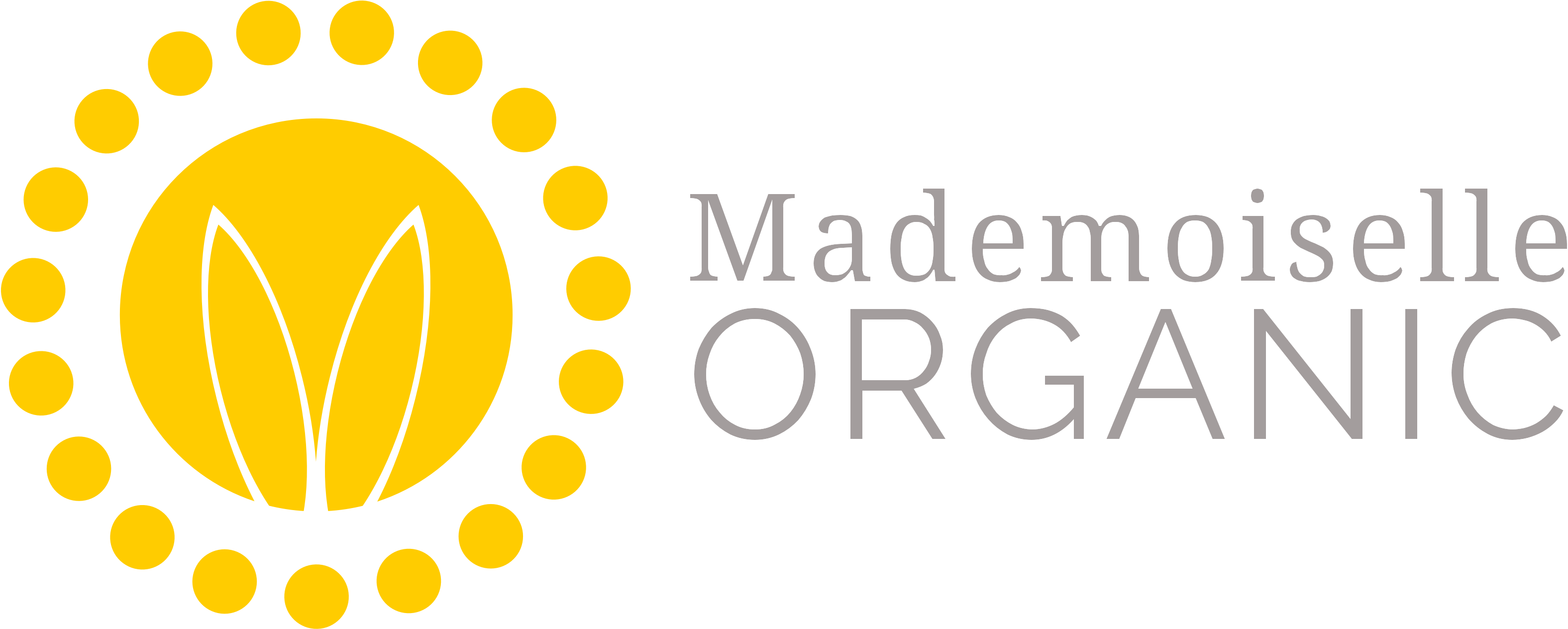 Mademoiselle Organic Logo White - Circle (3363x1498), Png Download