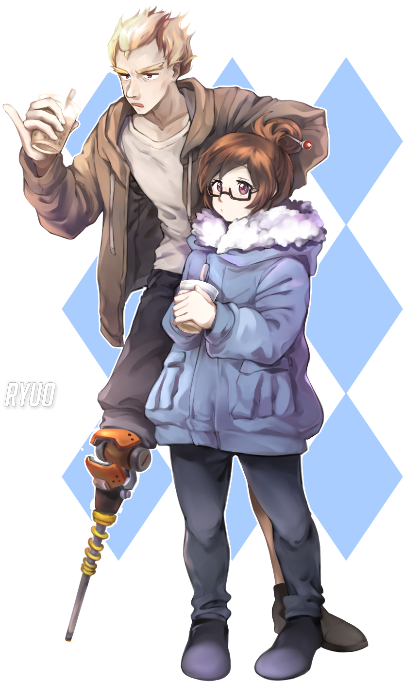 Meihem Mei Ling Zhou, Junkrat And Roadhog, Overwatch - Meihem Fanart (1000x1491), Png Download