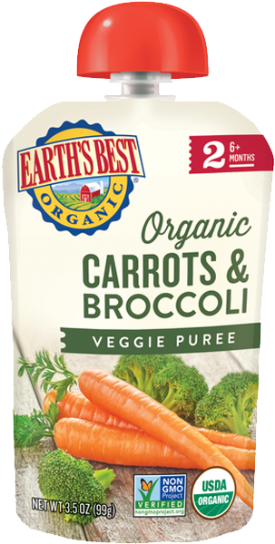 Earth's Best, Pouch De Zanahoria Y Brocoli, 99g - Earth's Best (600x700), Png Download