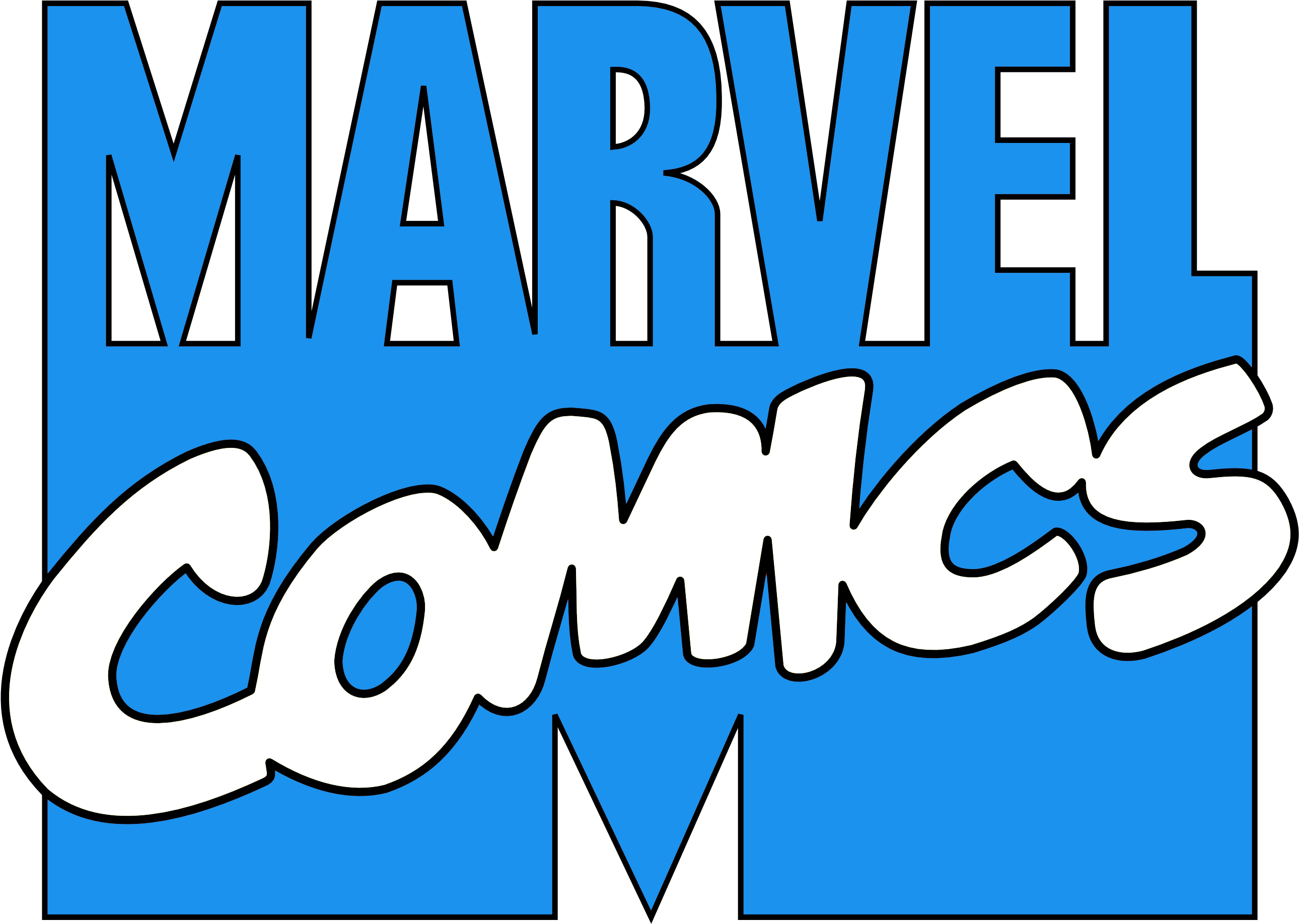 1980s/90s Marvel Comics Logo Blue/white By - White Marvel Comics Logo (2923x2067), Png Download