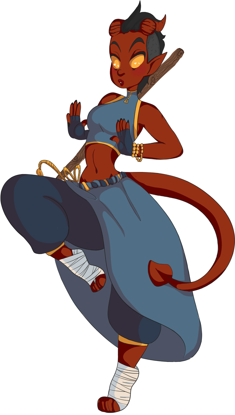 Art Pephine My Monk Dnd - Female Tiefling Monk (1000x1730), Png Download