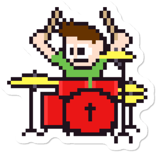 8-bit Drummer Sticker - Cartoon (650x650), Png Download