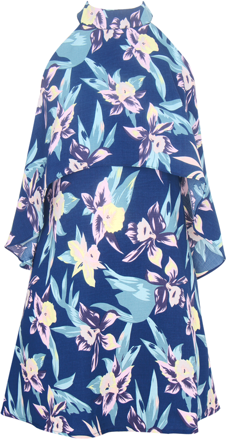 Picture Of Floral Print Halter Neck Dress - A-line (700x900), Png Download