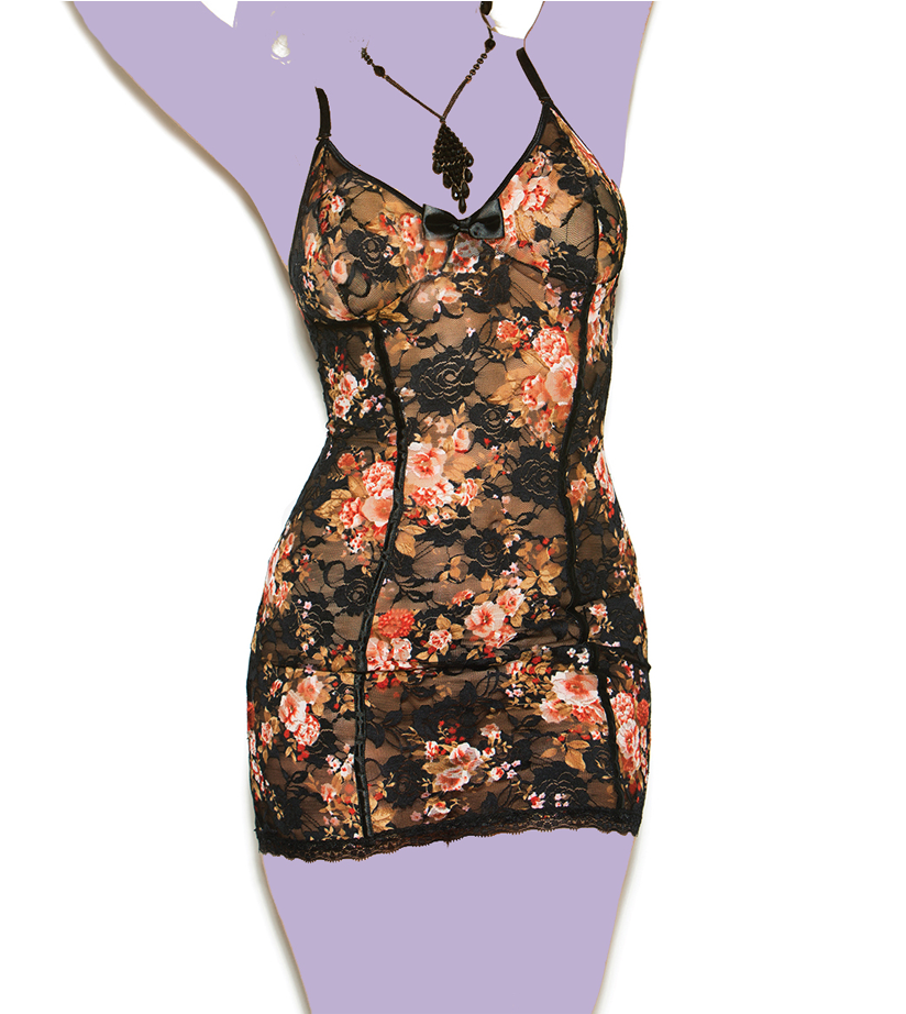 Floral Print Lace Babydoll - Babydoll (1024x1024), Png Download