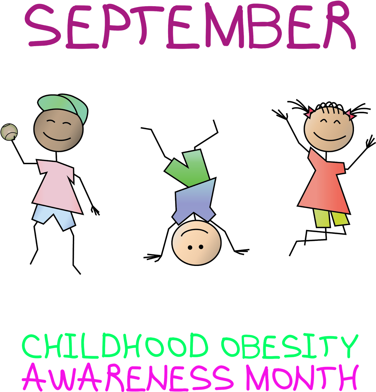 September Is Childhood Obesity Awareness Month - Cartoon (1600x1388), Png Download