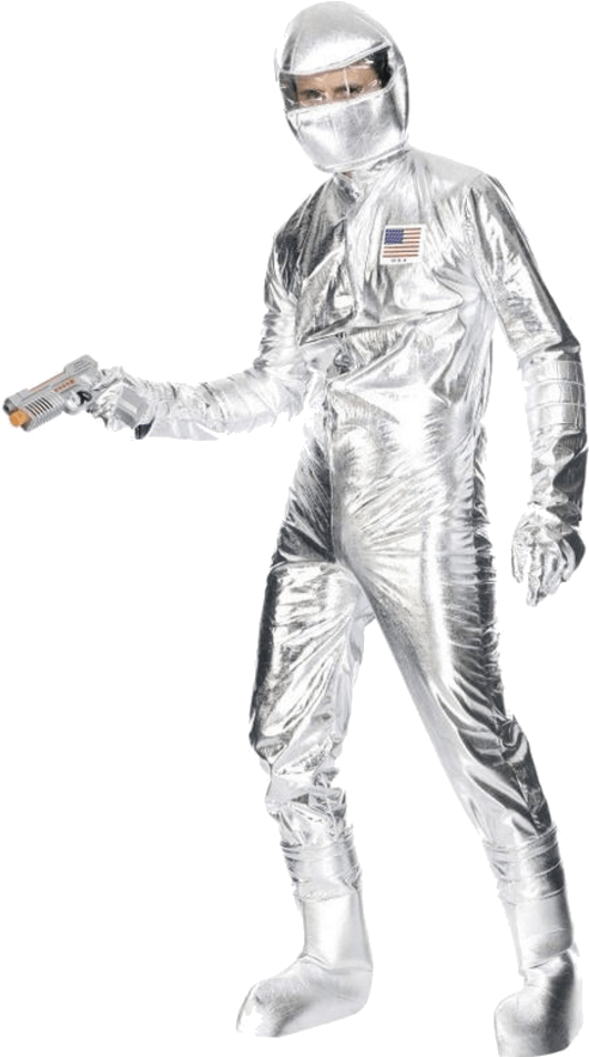 Astronaut Suit Costume - Silver Spaceman (600x951), Png Download