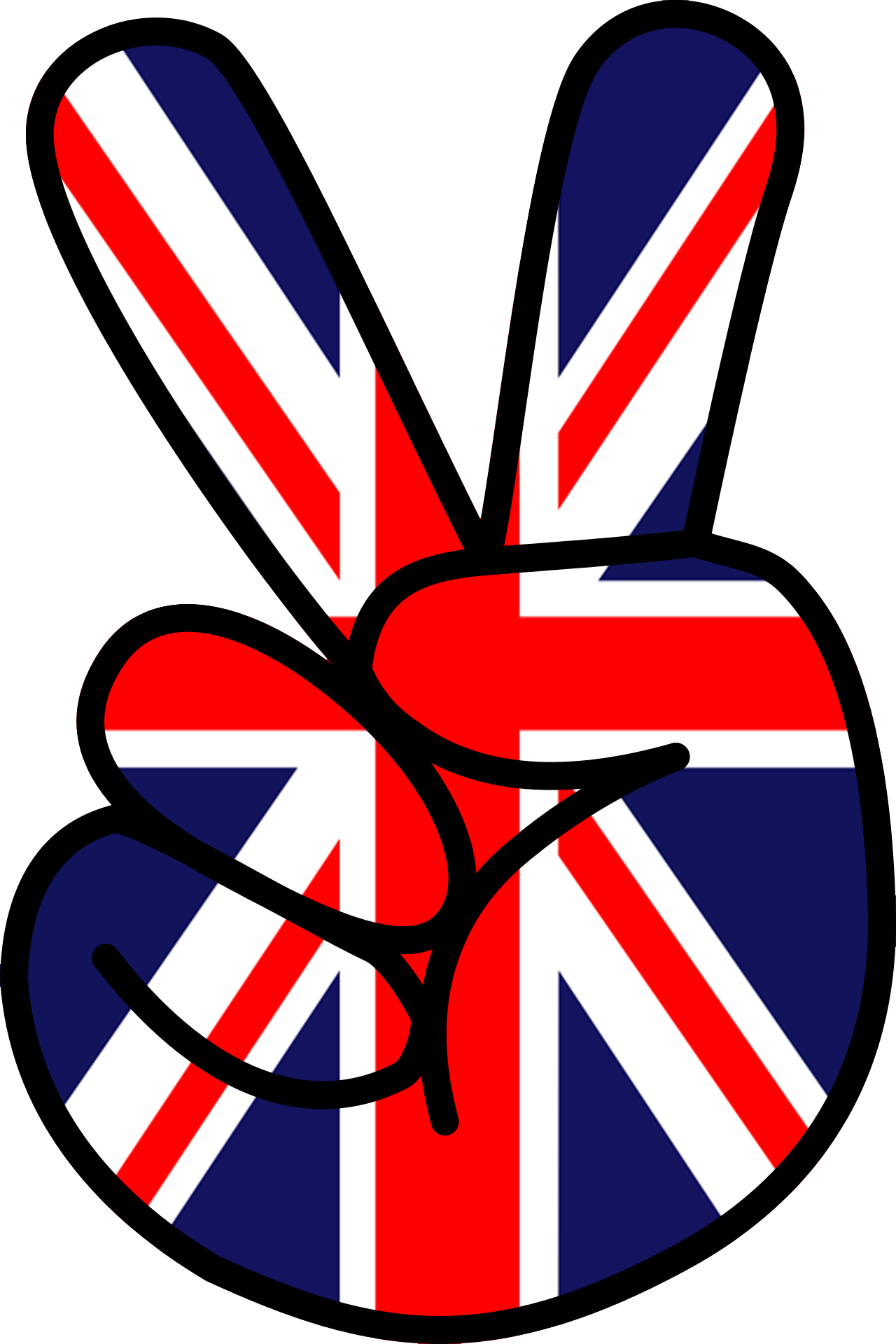 Peace Victory Union Jack Sign - British Stickers (1280x1920), Png Download