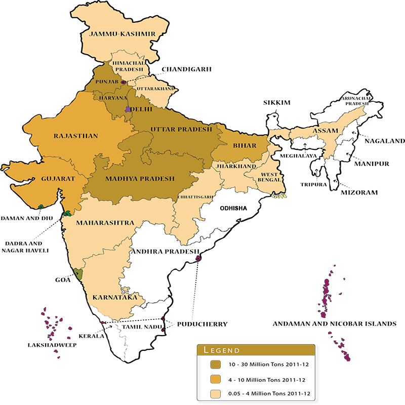 Wheat Cultivation In India Map - Wheat Producing States In India (800x800), Png Download