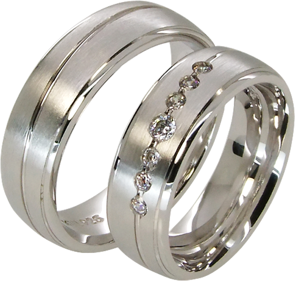 2 Silver Wedding Rings Couple Rings With 7 Cubic Zirconia - Pre-engagement Ring (800x600), Png Download