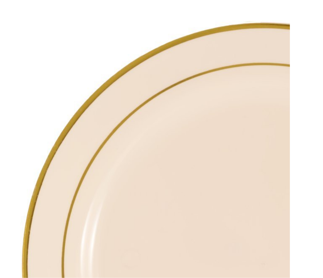 Disposable Bone With Gold Rim Plastic Round 9" Buffet - Plate (1280x1262), Png Download