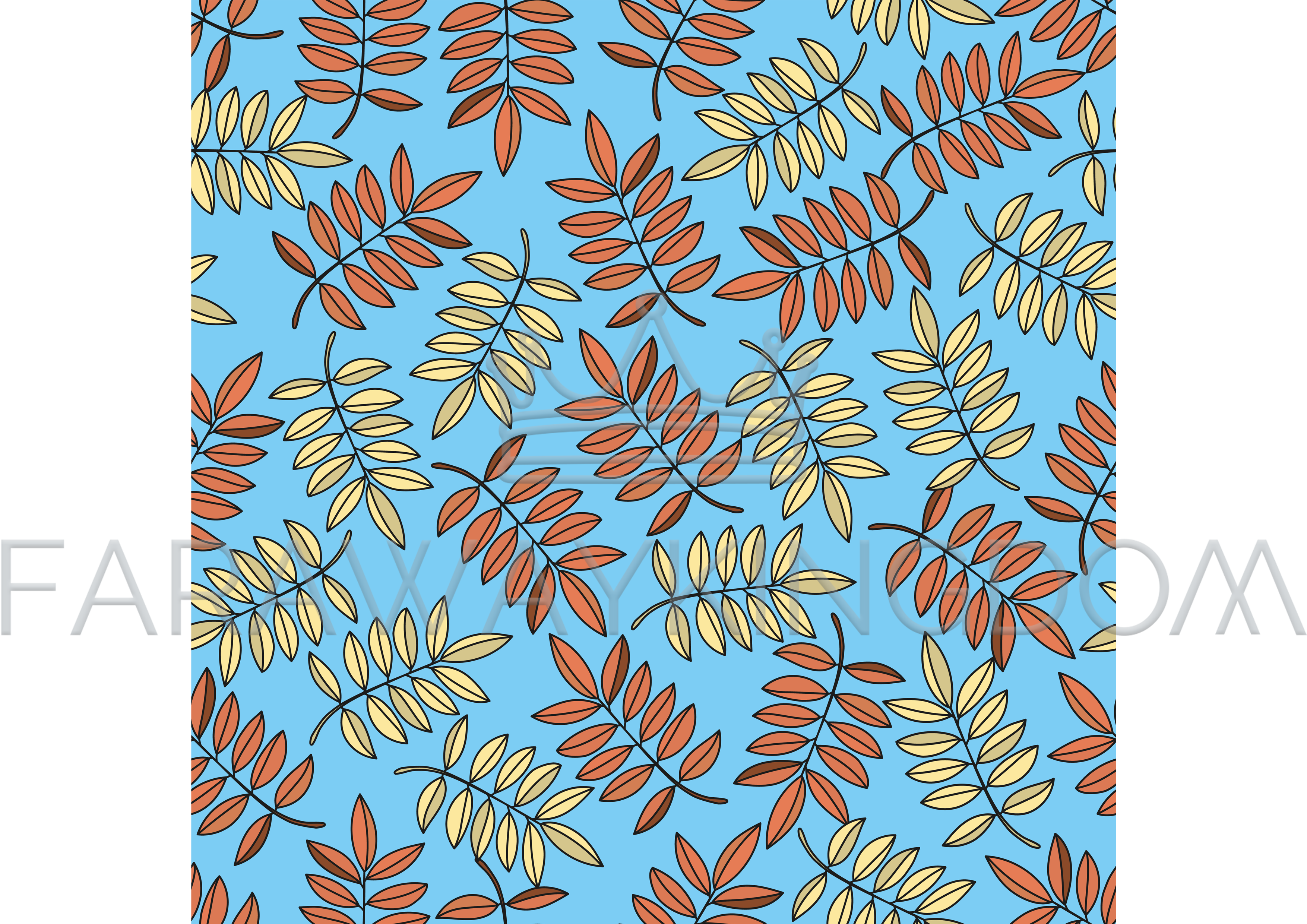 Autumn Leaf Fall Season Vector Illustration Seamless - Motif (3508x2480), Png Download
