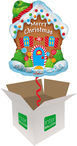 36″ Merry Christmas Gingerbread House - 50th Birthday Balloon Images Purple (568x568), Png Download