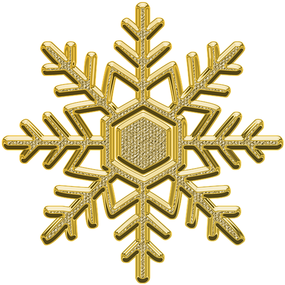Year's Eve,christmas,christmas Decor - Gold Snowflake Clipart Free (1280x1280), Png Download