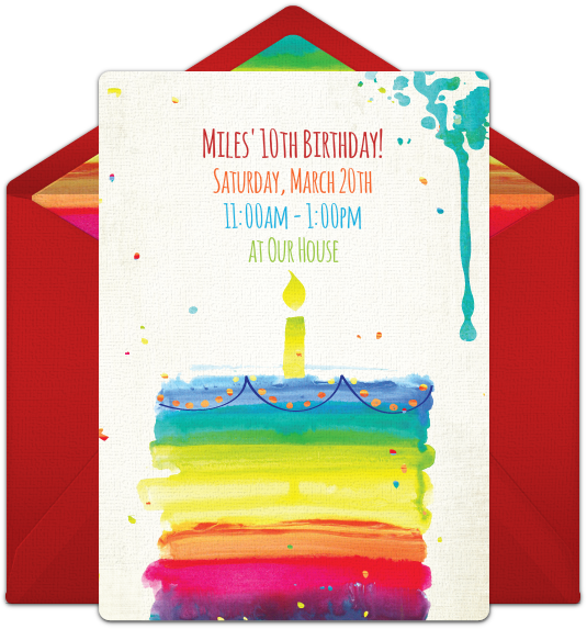 Rainbow Birthday Cake Online Invitation - Invitation Card In Spanish (650x650), Png Download