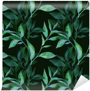 Floral Seamless Pattern With Tea Leaves - Pattern Watercolor Leaf Tea (400x400), Png Download