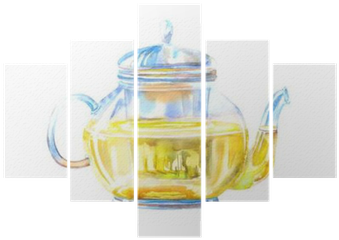 Glass Teapot Of A Green Tea - Painting (400x400), Png Download