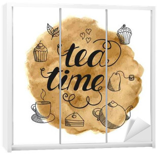 Tea Time Hand Drawn Lettering On Abstract Watercolor - Watercolor Painting (400x400), Png Download