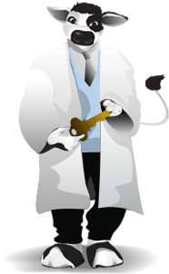 Cowvin The Cow Holding A Key - Garage Sale (371x343), Png Download