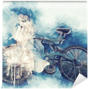 Abstract Bicycle On Watercolor Painting Background - Watercolor Painting (400x400), Png Download