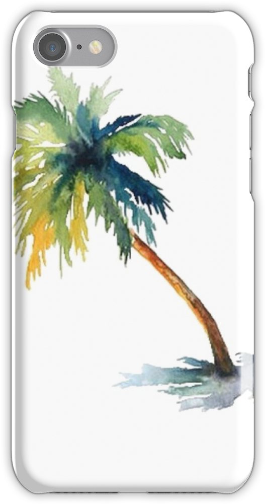 Watercolor Palm Tree Iphone 7 Snap Case - Palm Tree Watercolor (750x1000), Png Download