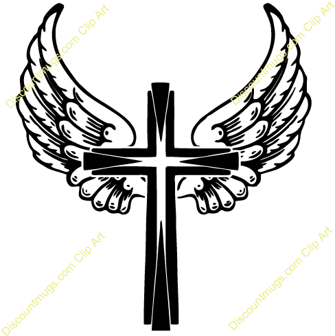 Tribal Angel Wings Png For Kids - Wings On A Cross (500x500), Png Download