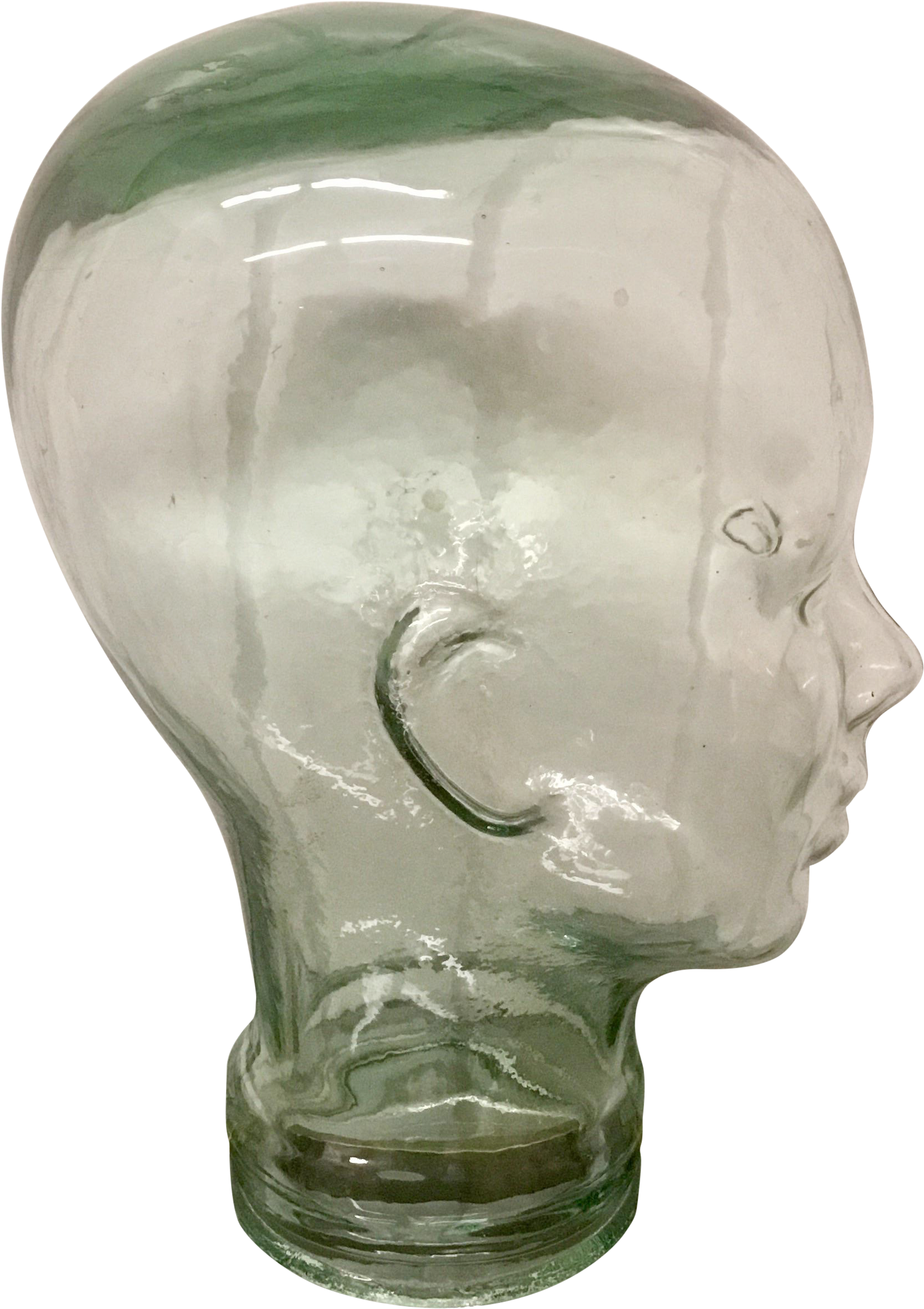 Mid Century Coke Bottle Green Glass Mannequin Head - Glass (1847x2618), Png Download