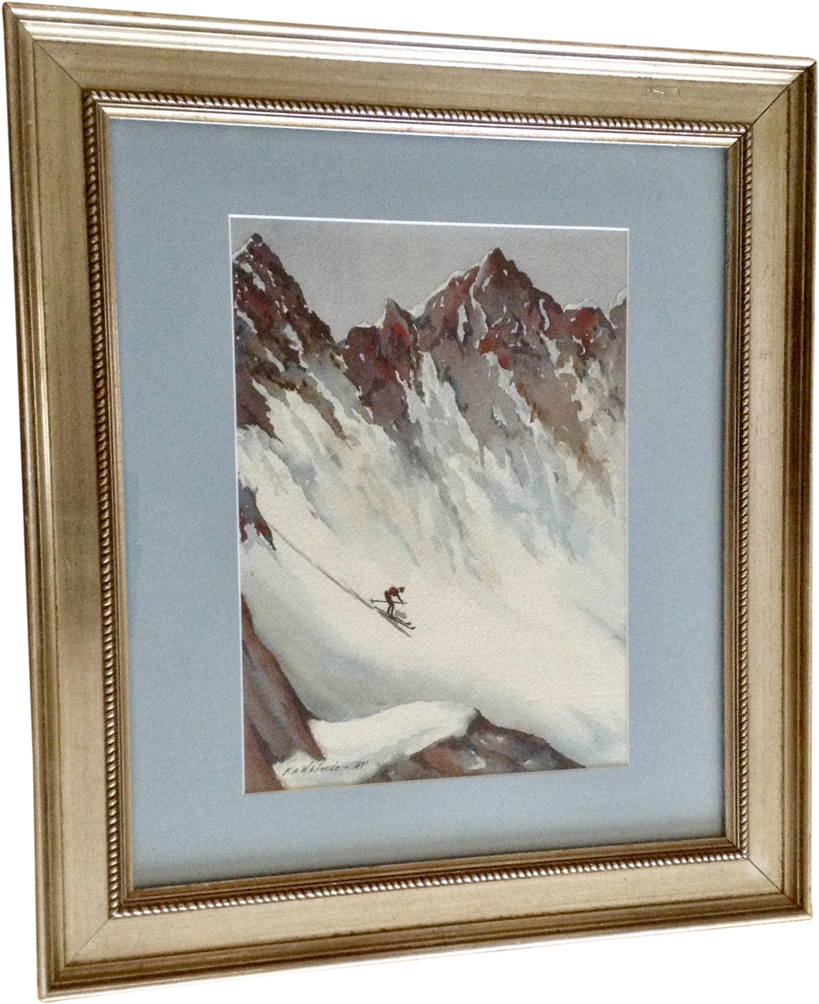 Whiteside, Downhill Extreme Skiing On Steep Colorado - Watercolor Painting (2010x2010), Png Download