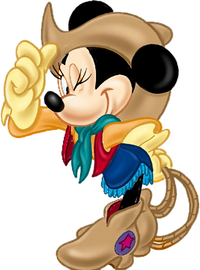 Mickey And Friends - Clipart Minnie Mouse Cowgirl (670x902), Png Download