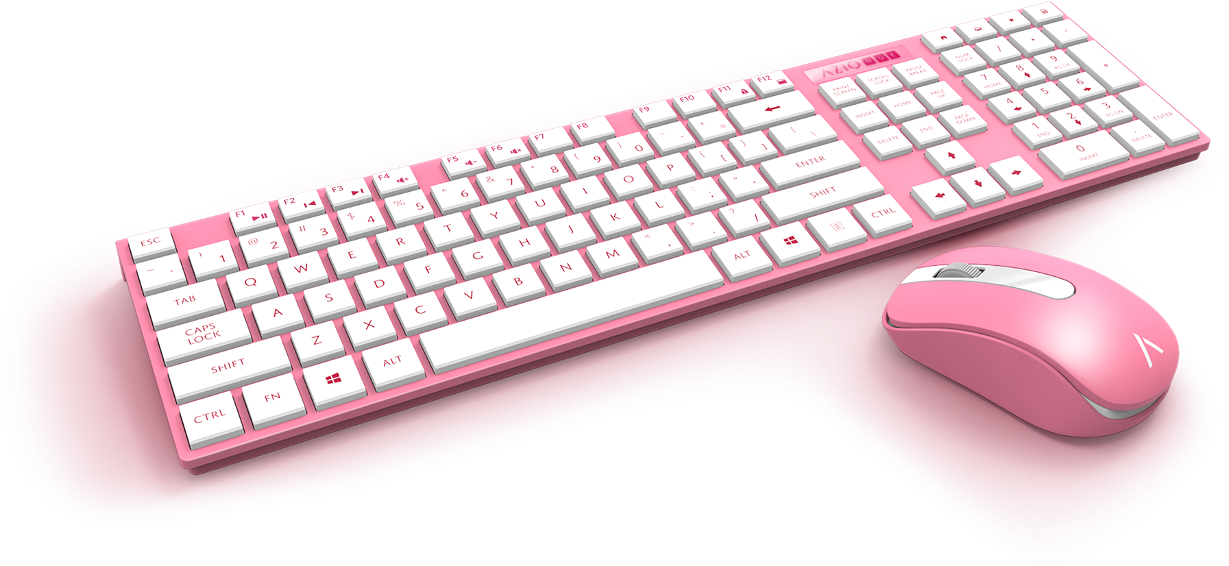 Colored Wireless Keyboard And Mouse Hue Wireless Keyboard - Azio Hue 2 Pink Wireless Keyboard & Mouse Combo (2000x1119), Png Download