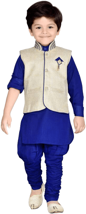 Aj Dezines Boys Festive & Party Kurta, Waistcoat And - Blue Kurta Pajama With Jacket (636x832), Png Download