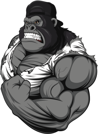 Printed Vinyl Bodybuilder Ready To Fight Stickers - Gorilla Mascot (600x600), Png Download
