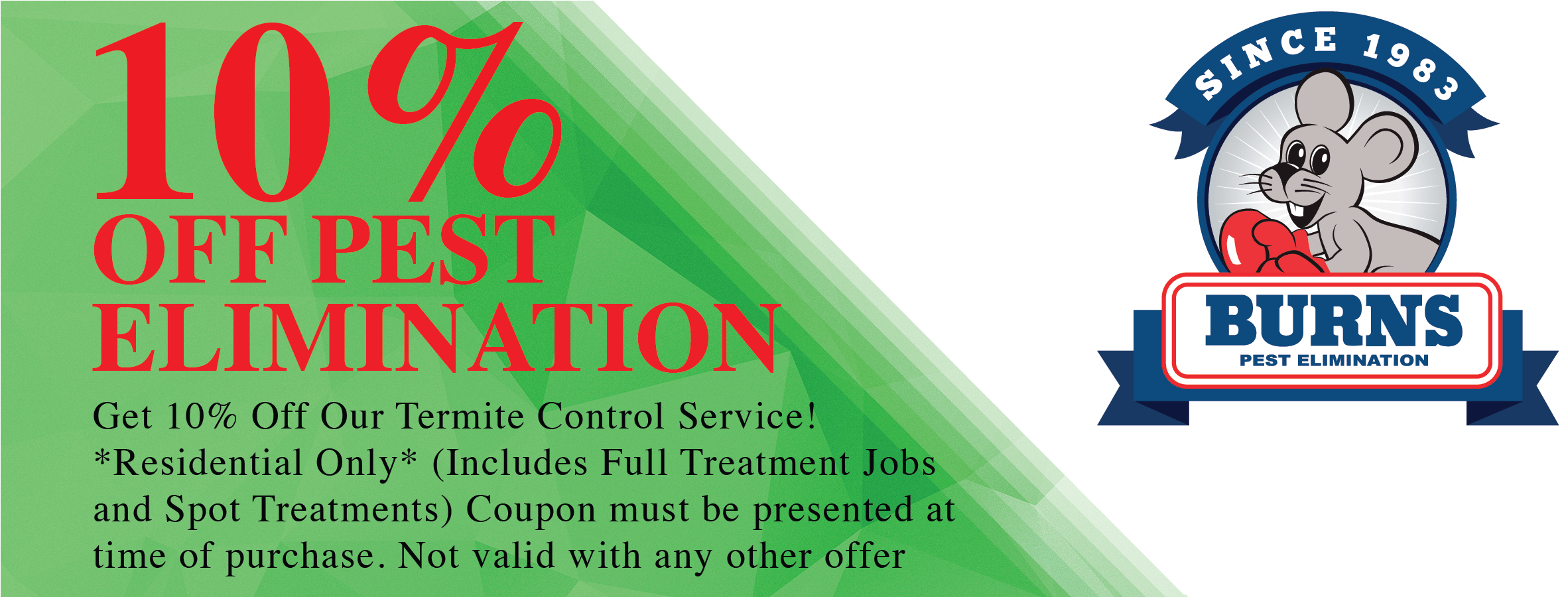 10 Off Coupon Termite-02 - Burns Pest Elimination (2400x901), Png Download