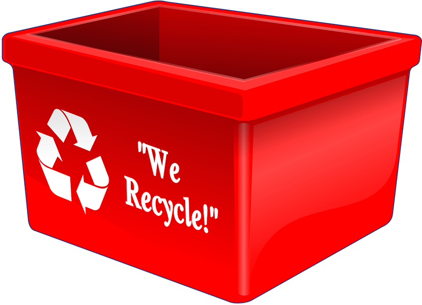 Red Clipart Dustbin - Rubbish And Recycling (865x600), Png Download