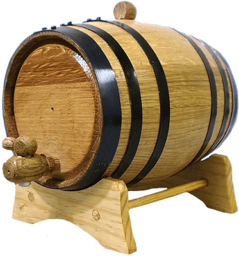 2 Liter Oak Barrel With Black Steel Hoops - Barrel (555x555), Png Download
