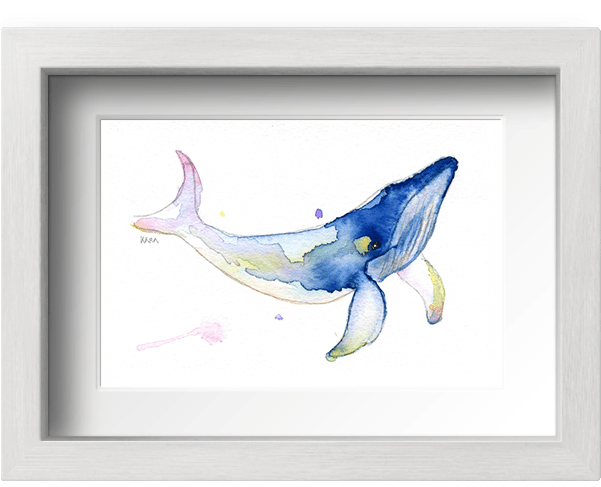 Acuarela La Ballena Valentina Con Marco - Picture Frame (600x800), Png Download