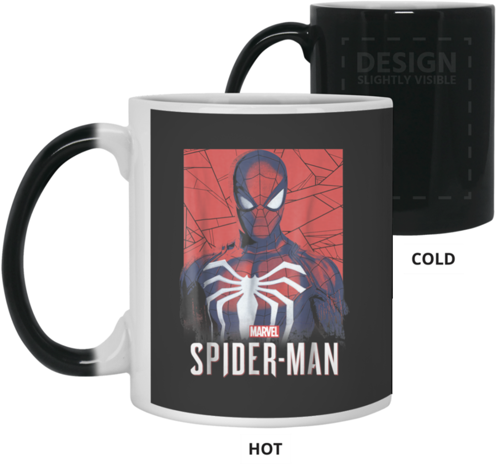 Marvel's Spider-man Game Logo Portrait Graphic Color - Cortunex Heat Sensitive Mug Color Changing Coffee Mug (1024x1024), Png Download