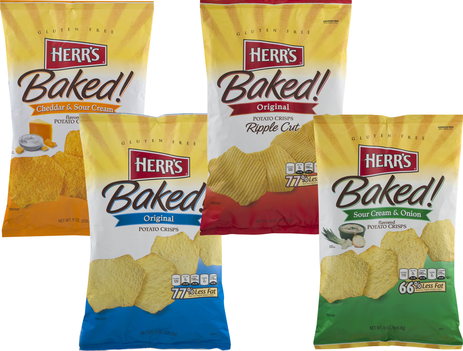 Herr's Baked Potato Crisps- Available In Four Delicious - Herr's (1478x1121), Png Download