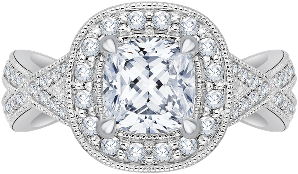 Carizza 18k White Gold Carizza Semi Mount Engagement - David Yurman Rings Wedding (800x800), Png Download