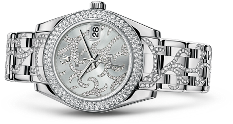 /rolex Replica /watches/datejust Special/rolex Datejust - Rolex Watch With Diamonds (610x610), Png Download