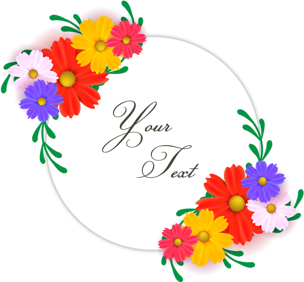 Floral Wreath With Colorful - Greeting Card (640x640), Png Download