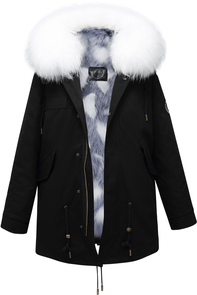 Black Parka Blue Star Fox - Fur Clothing (800x1200), Png Download