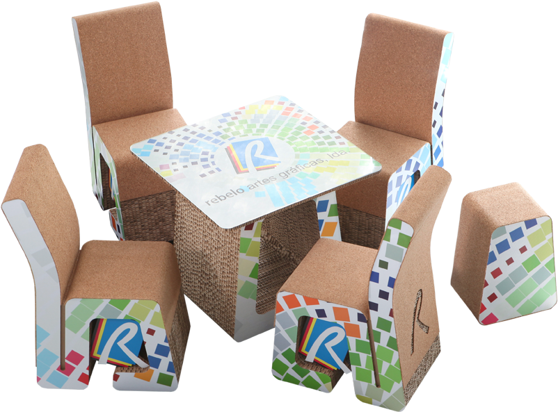 Ragboard Cortica Impressaodirecta - Mesa Y Sillas De Carton (960x720), Png Download