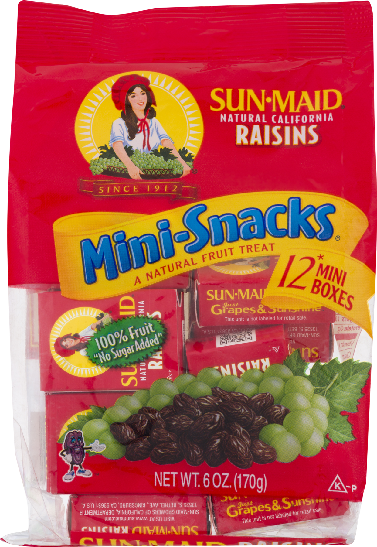 Sun Maid California Raisins Mini Snacks, 6 Oz, 12 Ct - Sun Maid Natural California Raisins 14 Mini Snacks (1800x1800), Png Download