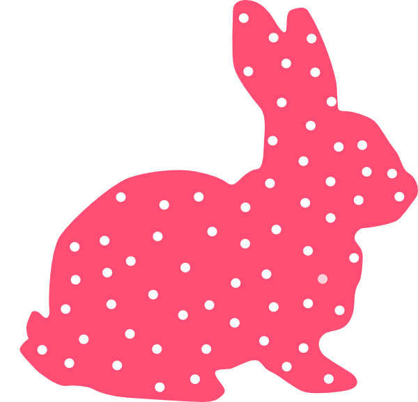 Bunny Silhouette Polka Dot (600x578), Png Download
