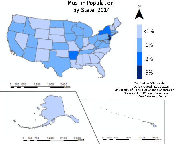 The Muslim Population Of The United States In 2014, - Louisiana A Blue State (880x514), Png Download