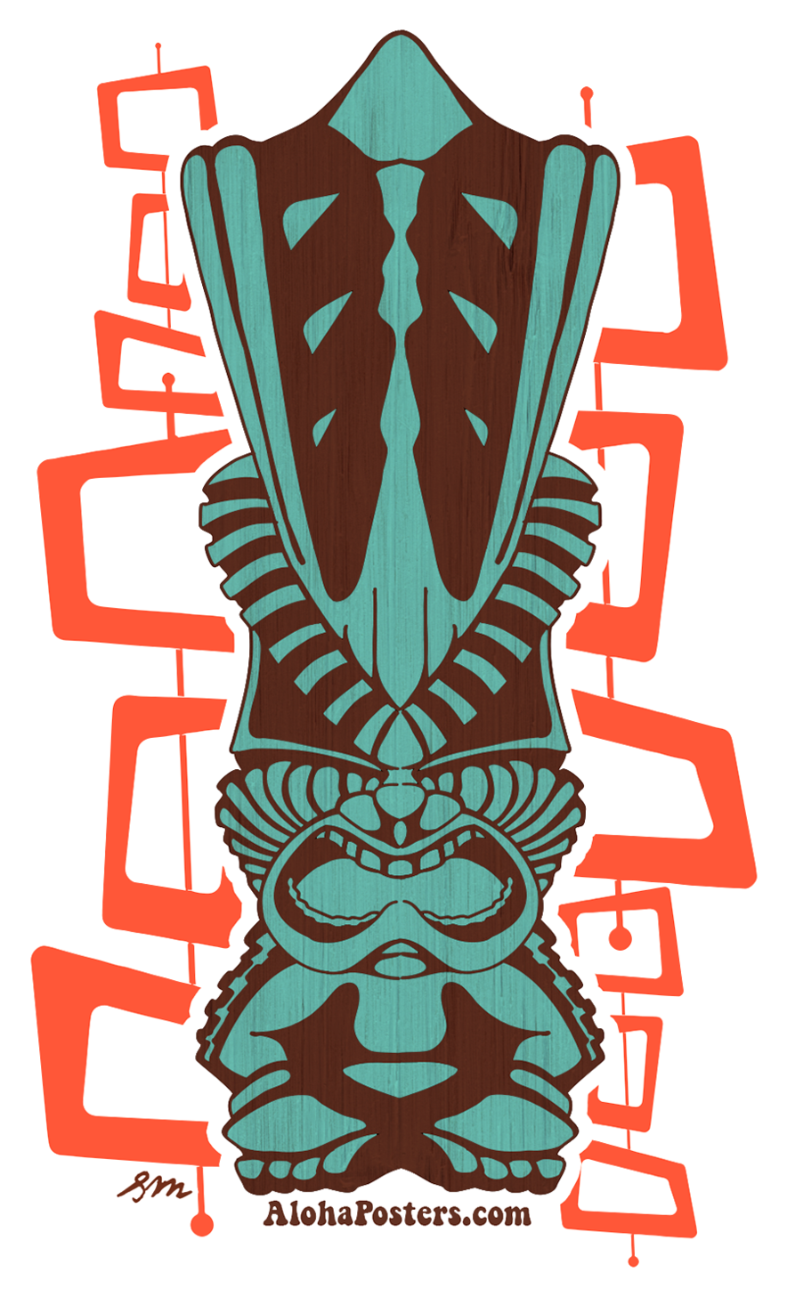 Retro Tiki Vinyl Sticker - Poster (1000x1475), Png Download